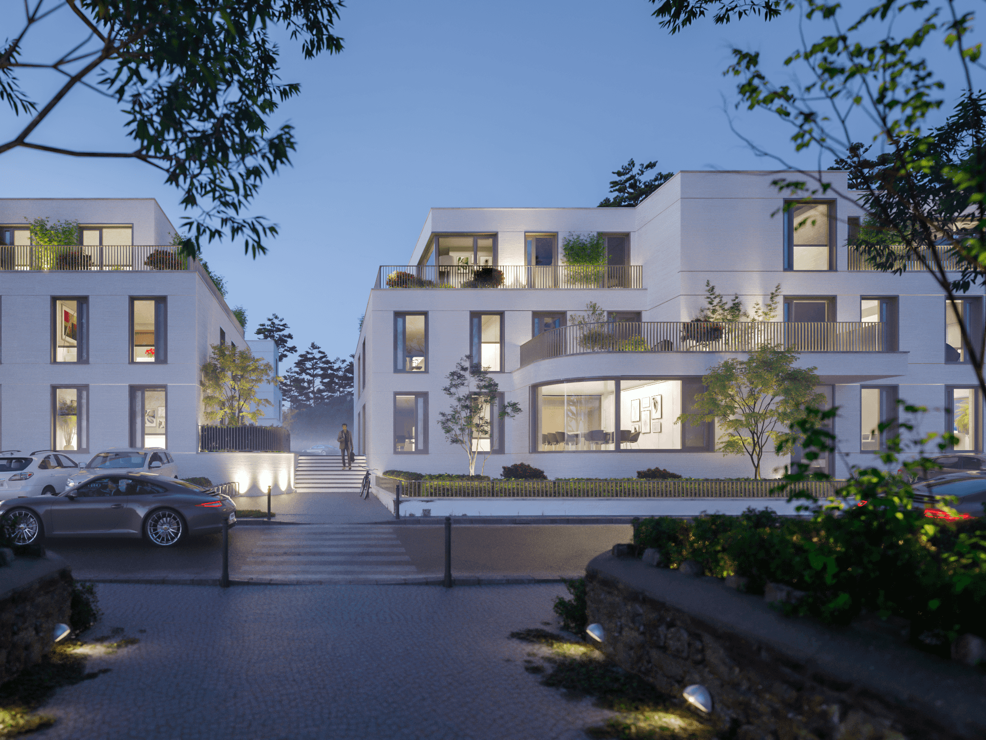 Quartier Hirtengarten Außenansicht Nacht